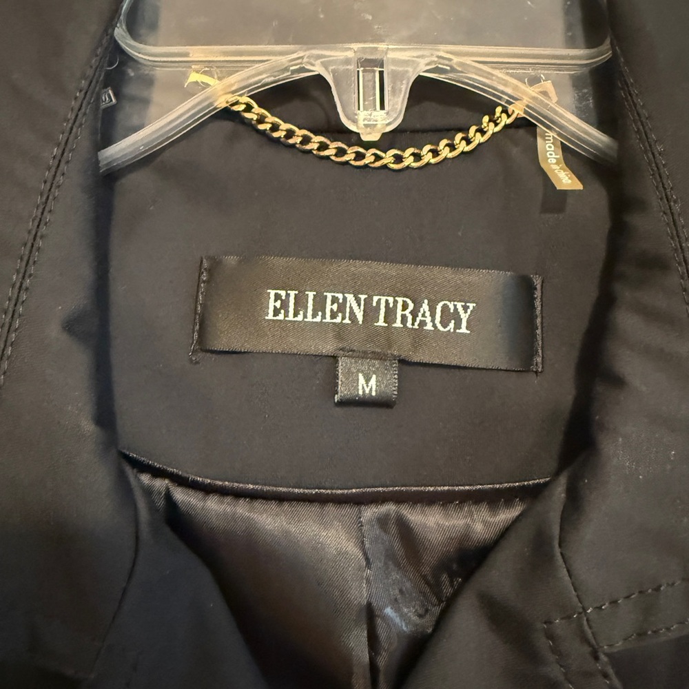 Ellen Tracy double-breasted trench coat in navy blue size M - Picture 2 of 9